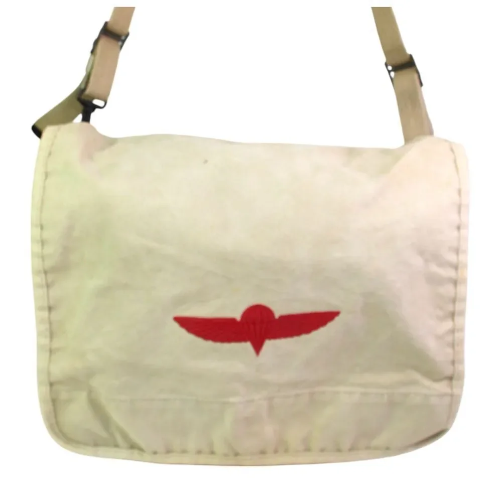 VTG Banana Republic ISRAEL PARATROOPER KHAKI COTTON FLAP SHOULDER BAG X-BODY